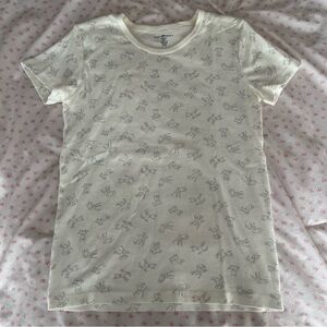 brandy Melville white and light blue fawn baby tee🦌🦌